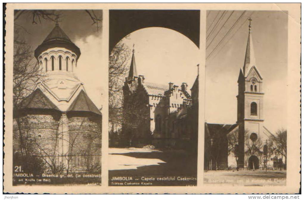 Romania- Postcard 1936 -Jimbolia-Collage Of Images With Churches-unused,2/scans. - Romania