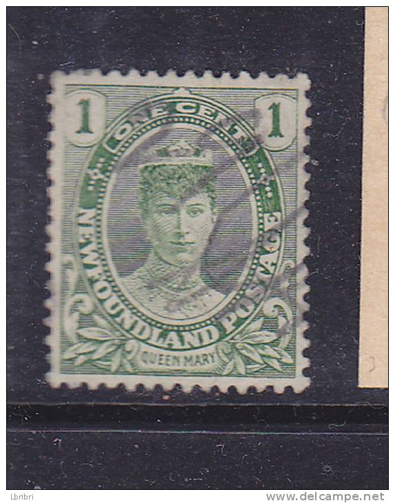 CANADA TERRE NEUVE N°89 1C VERT REINE MARY OBL - 1908-1947