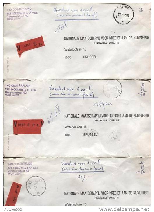 3 Lettres En Valeur Assurée De 1000 Frs Baudouin Elström&Debast C.Gent En 1979 V.Brussel PR11 - Brieven En Documenten