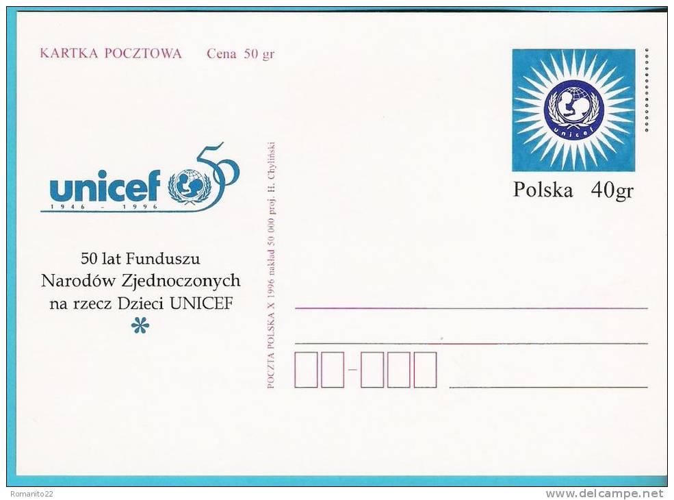 Poland 1996.entire Postcard UNICEF UNO Children - UNICEF
