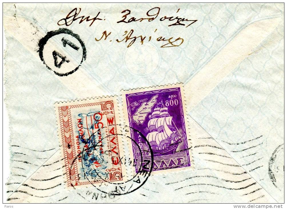 Greece- Cover Posted By Air Mail From Nea Anchialos [14.9.1951 XII, Arr. 15.9 Machine] To Lawyer/Athens - Maximum Cards & Covers