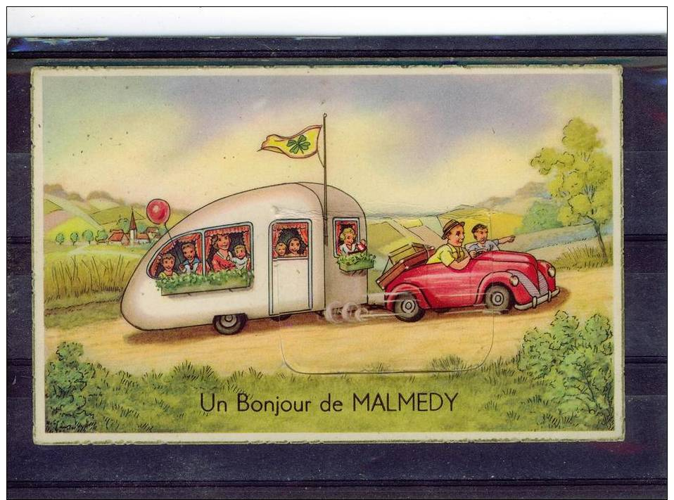 *CP Malmedy.Un Bonjour.carte A Système. - Malmedy