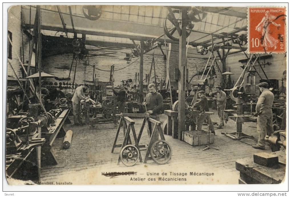 HALLENCOURT   -  Usine De Tissage Mécanique. Atelier Des Mécaniciens. - Autres & Non Classés