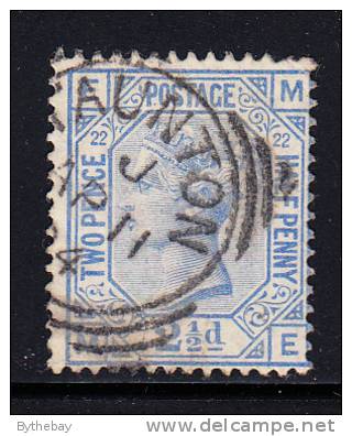 Great Britain Used Scott #82 2 1/2p Victoria, Ultra Plate 22 Position ME - Oblitérés