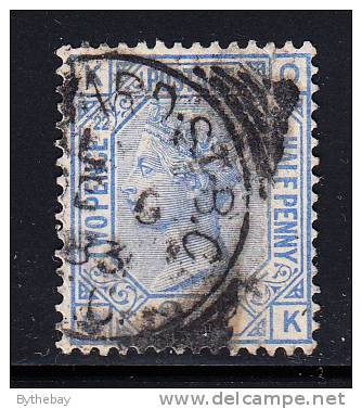 Great Britain Used Scott #82 2 1/2p Victoria, Ultra Plate 22 Position OK - Small Tear Top Perf - Oblitérés