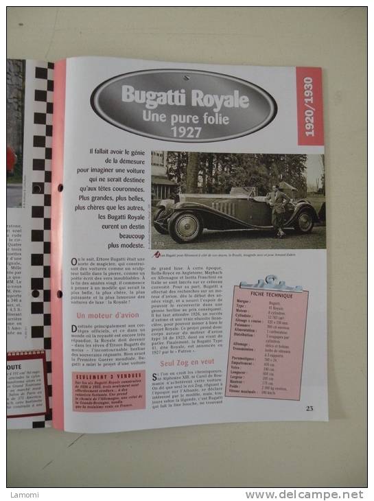 Fiche Technique Bugatti Royale 1927 Une Pure Folie - Cars