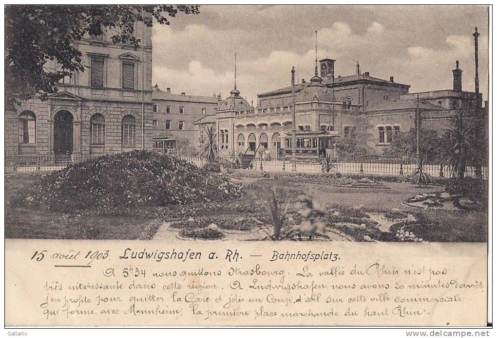 ALLEMAGNE  LUDWIGSHAFEN A. RH  BAHNHOPLATZ  CPA DE 1903 - Ludwigshafen