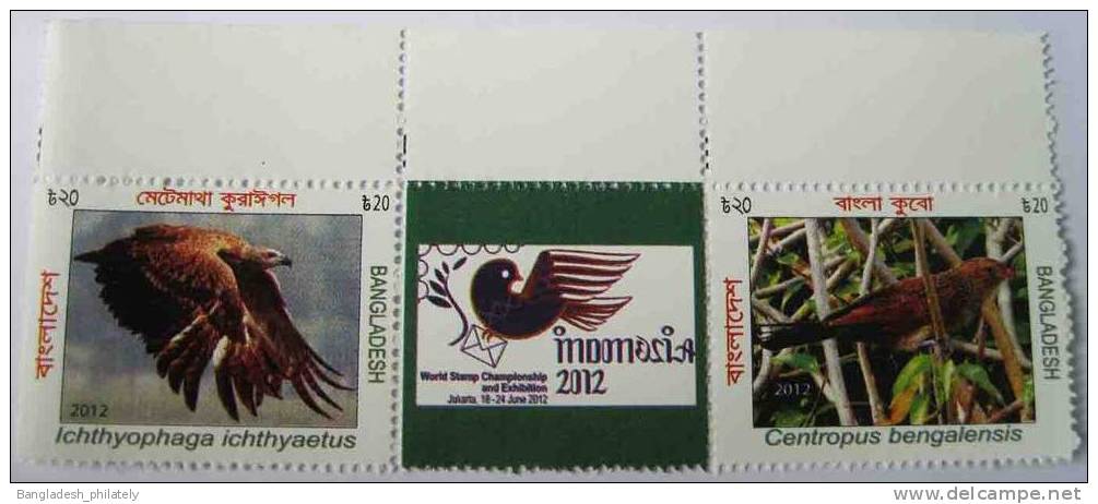 Bangladesh 2012 Indonesian & Bangladesh Birds On World Stamps Exhibition Eagle Vogel - Collections, Lots & Séries