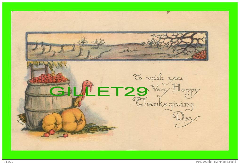 THANKSGIVING  DAY -  TURKEY, PUMPKIN, APPLES  -  TRAVEL IN 1926 - SERIES No 1130 - - Thanksgiving