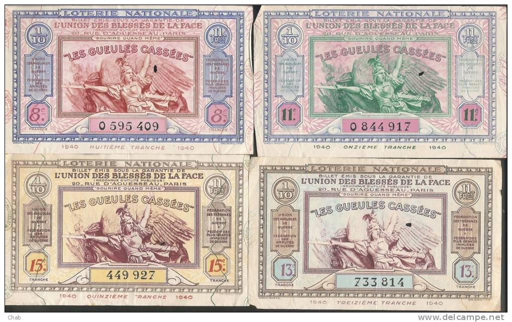 PETIT LOT DE 19 BILLETS DE LA "LOTERIE NATIONALE" Années1936 à 1950 - Billets De Loterie