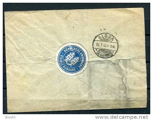 Chechoslovakia 1923 Register Cover+ Label  Rumburk-Glosa-Chemnitz - Covers & Documents