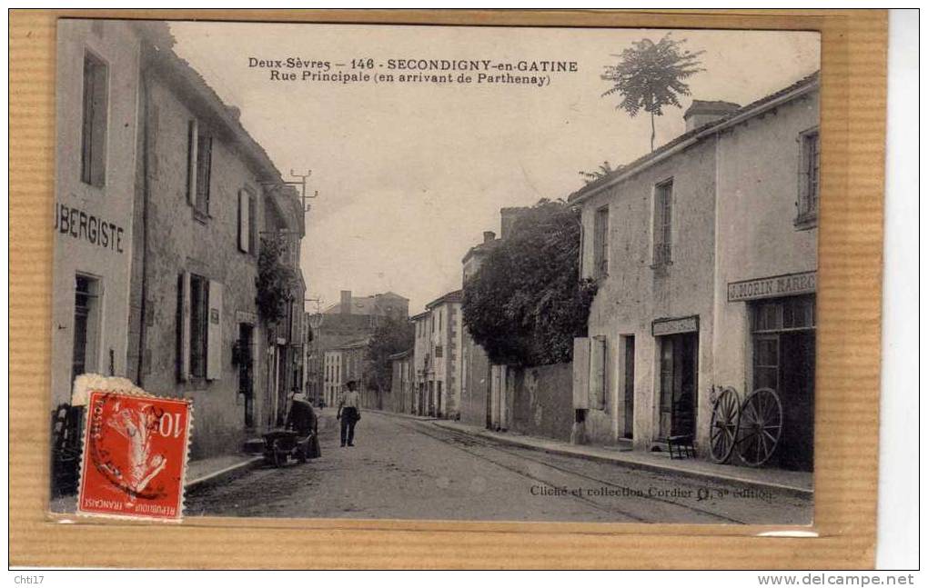 SECONDIGNY EN GATINE GRANDE RUE COTE PARTHENAY    EDIT  CIRC 1912 - Secondigny