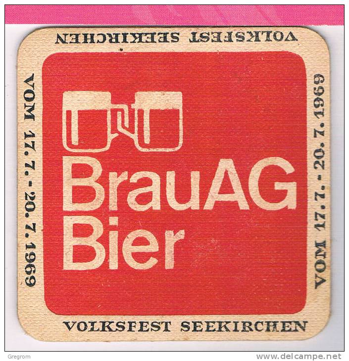 Sous Bock , BRAUAG BIER   Volksfest Seekirchen , Vom 1969 - Bierdeckel