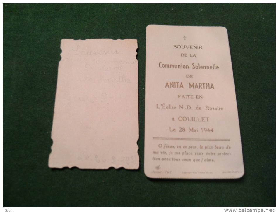 A-3-2-105 2x  Souvenir Communion Anita Martha 1937 Et 1944 Couillet - Kommunion Und Konfirmazion