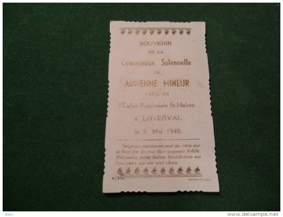 A-3-2-105 Souvenir Communion Adrienne Mineur Loverval 1940 - Kommunion Und Konfirmazion