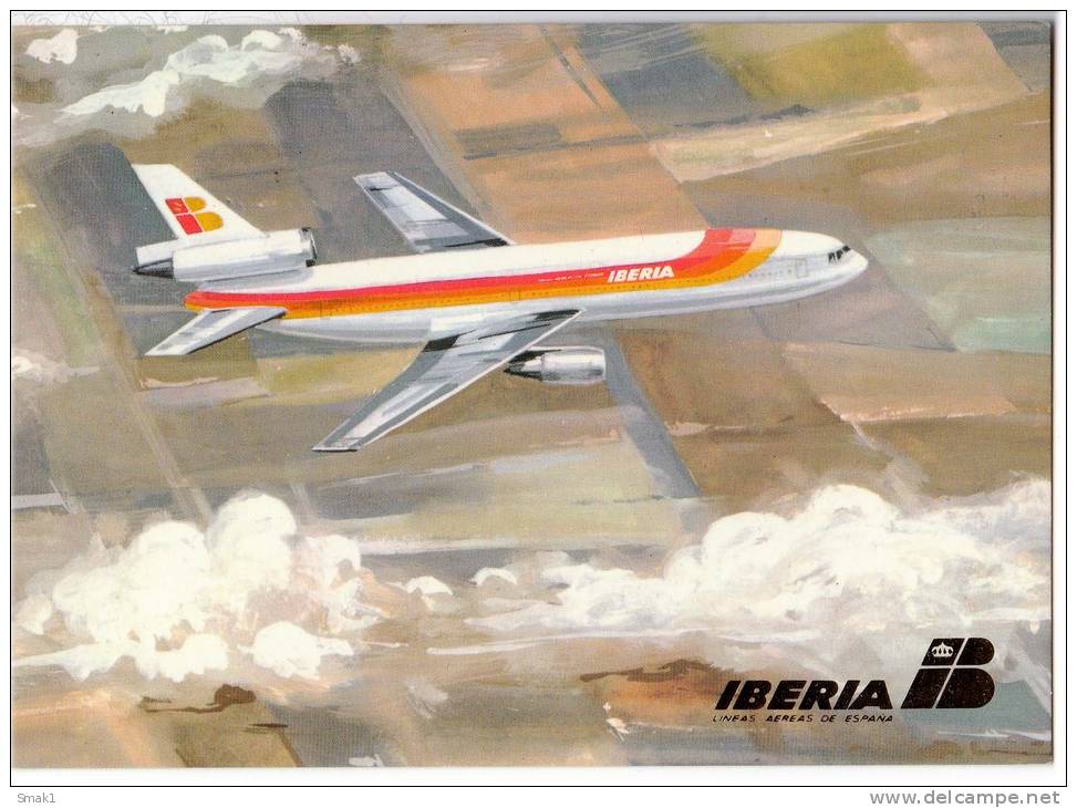 TRANSPORT AIRPLANE DOUGLAS DC-10 IBERIA LINEAS AEREAS DE ESPANA SPAIN BIG CARD OLD POSTCARD - 1946-....: Moderne