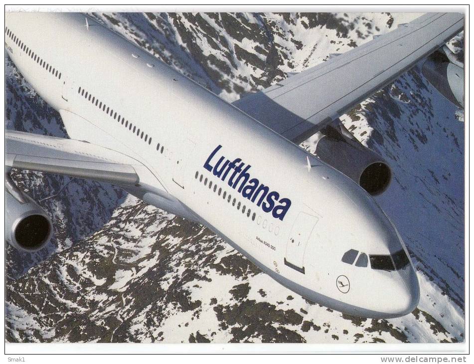 TRANSPORT AIRPLANE LUFTHANSA AIRBUS A 340-200 GERMANY BIG CARD OLD POSTCARD - 1946-....: Moderne