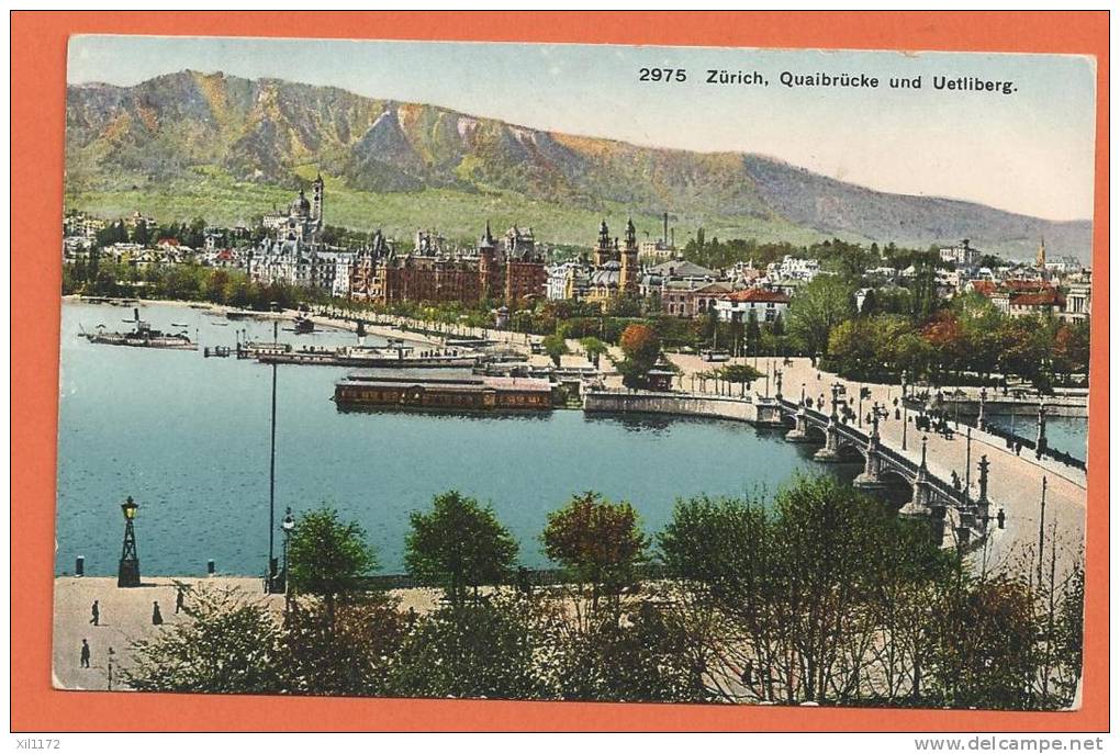 Q1201 Zürich Quaibrücke Und Uetliberg. Stempel Oerlikon 1910. Wehrli 2975, Briefmarke Fehlt. - Oerlikon