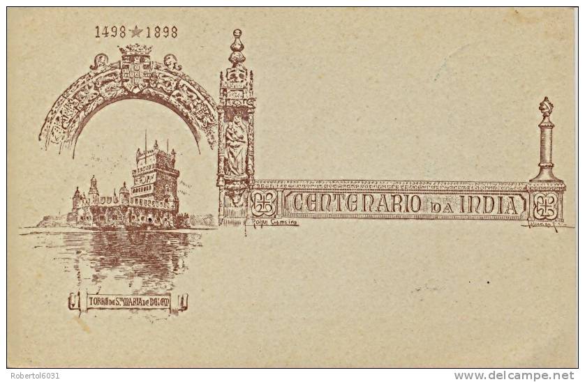 Portuguese Africa 1898 Postal Stationery Postcard 20 Reis 4th Centenary Arrival Of Vasco Da Gama To India Unused - Exploradores