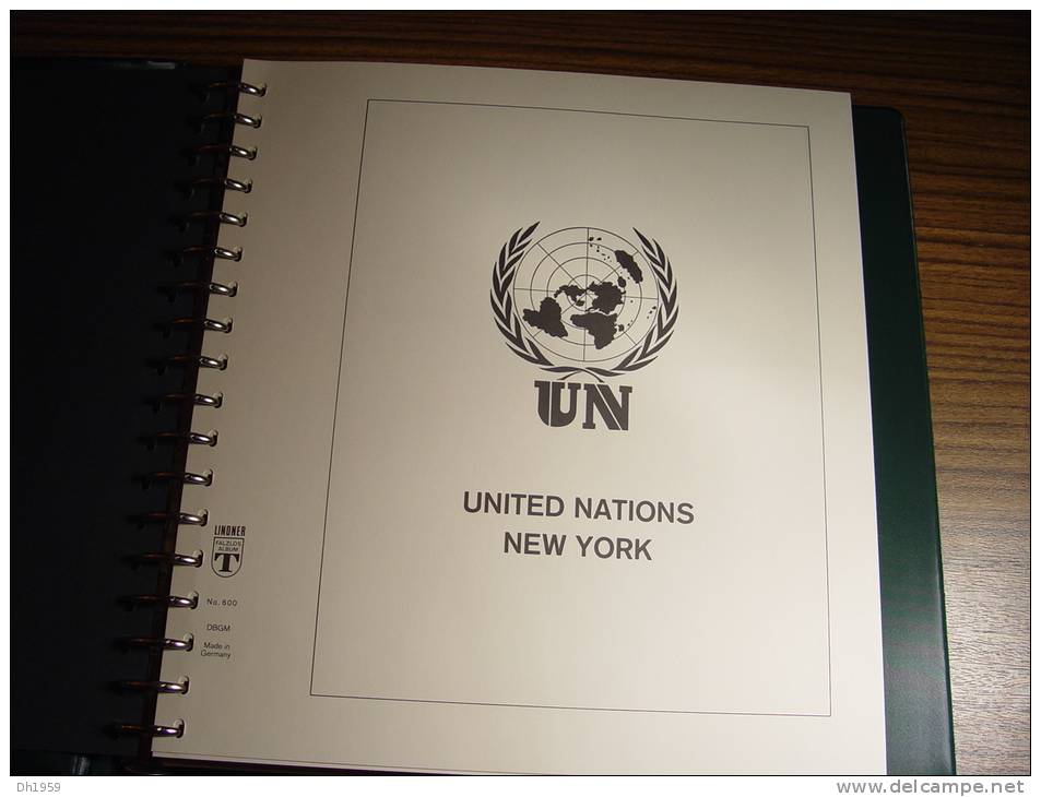 RELIURE LINDNER + Env. 52 FEUILLES PREIMPRIMEES COLLECTION (o) NATIONS UNIES UNITED NATIONS ONU UN NEW YORK 35 PHOTOS - Reliures Et Feuilles