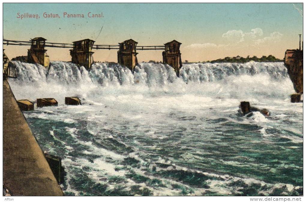 Spilway Gatun Panama 1910 Postcard Mailed To USA - Panama