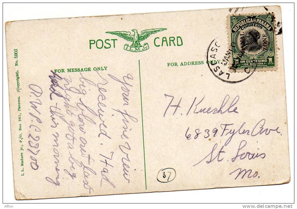 Emergency Dam Pedro Miguel Panama 1910 Postcard Mailed To USA - Panama