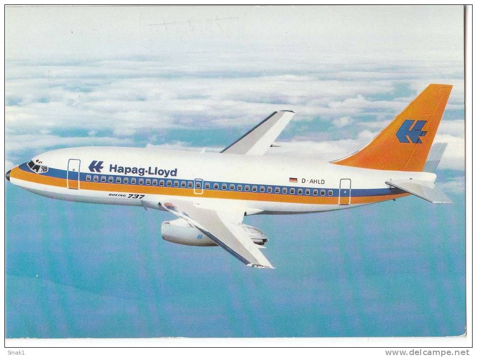 TRANSPORT AIRPLANE BOEING 737-200 HAPAG-LIOYD FLUG GERMANY BIG CARD OLD POSTCARD - 1946-....: Moderne