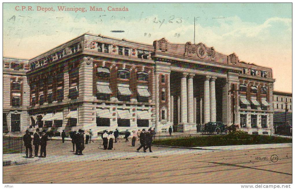WinnipegCPR Depot  Manitoba 1910 Postcard - Winnipeg