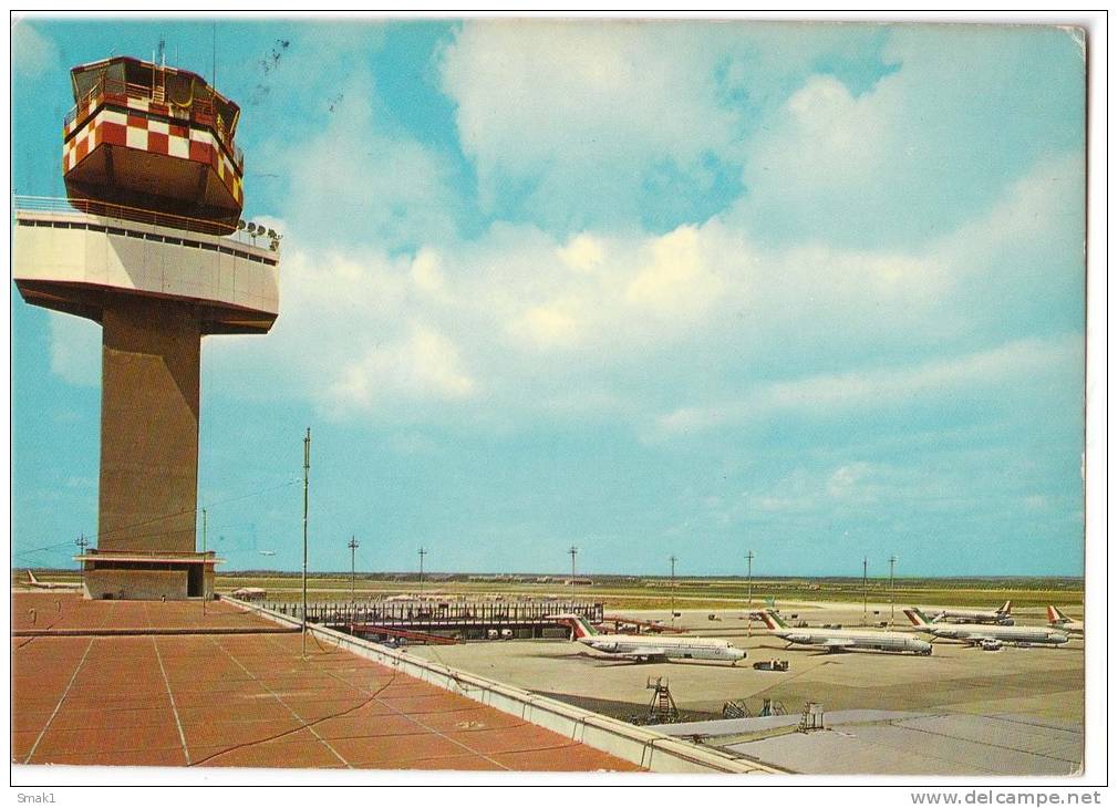 TRANSPORT AERODROME LEONARDO DA VINCI ROMA ITALY BIG CARD OLD POSTCARD 1977. - Aerodrome