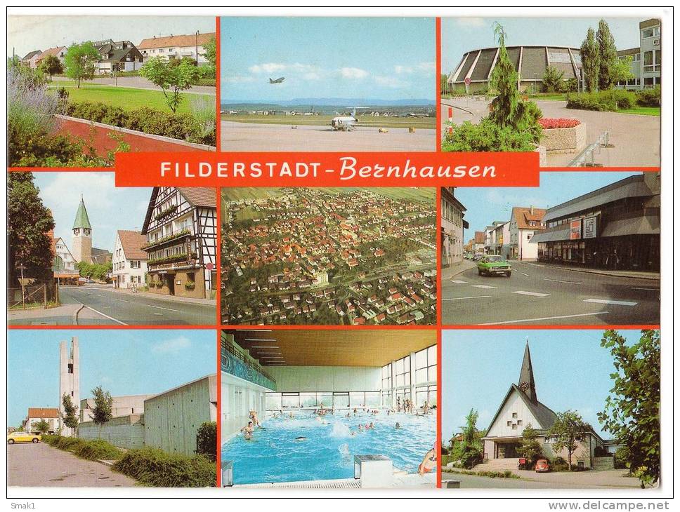 TRANSPORT AERODROME FILDERSTADT BERNHAUSEN STUTTGART GERMANY BIG CARD OLD POSTCARD 1978. - Aerodrome