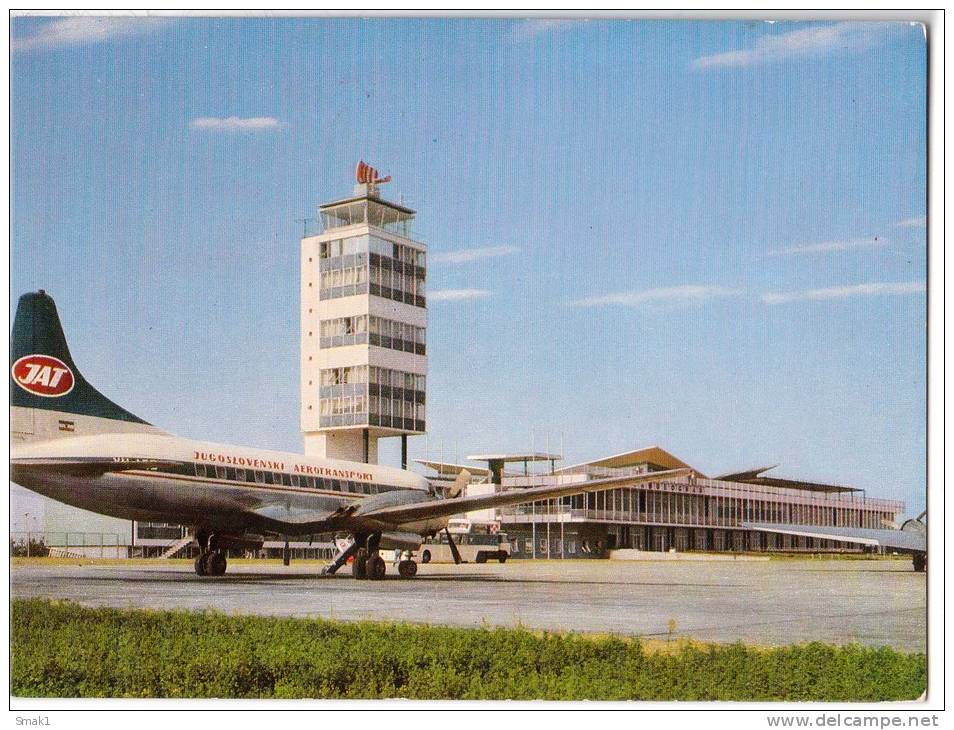 TRANSPORT AERODROME BEOGRAD SERBIA YUGOSLAVIA BIG CARD OLD POSTCARD 1967. - Aerodrome