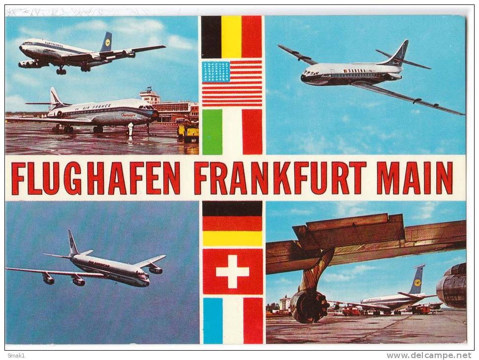 TRANSPORT AERODROME FRANKFURT MAIN GERMANY BIG CARD OLD POSTCARD - Aerodrome