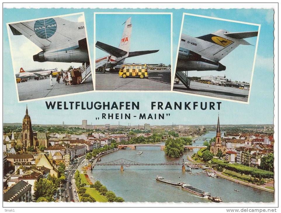 TRANSPORT AERODROME FRANKFURT RHEIN-MAIN GERMANY BIG CARD OLD POSTCARD - Aerodrome