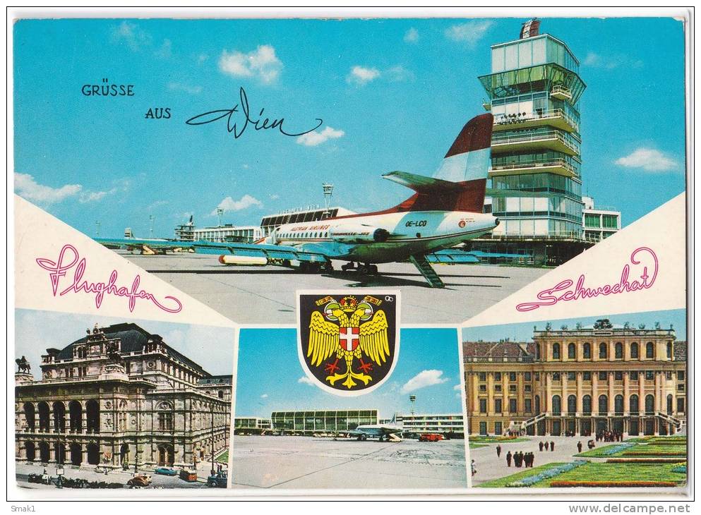 TRANSPORT AERODROME WIEN AUSTRIA BIG CARD OLD POSTCARD - Aerodrome