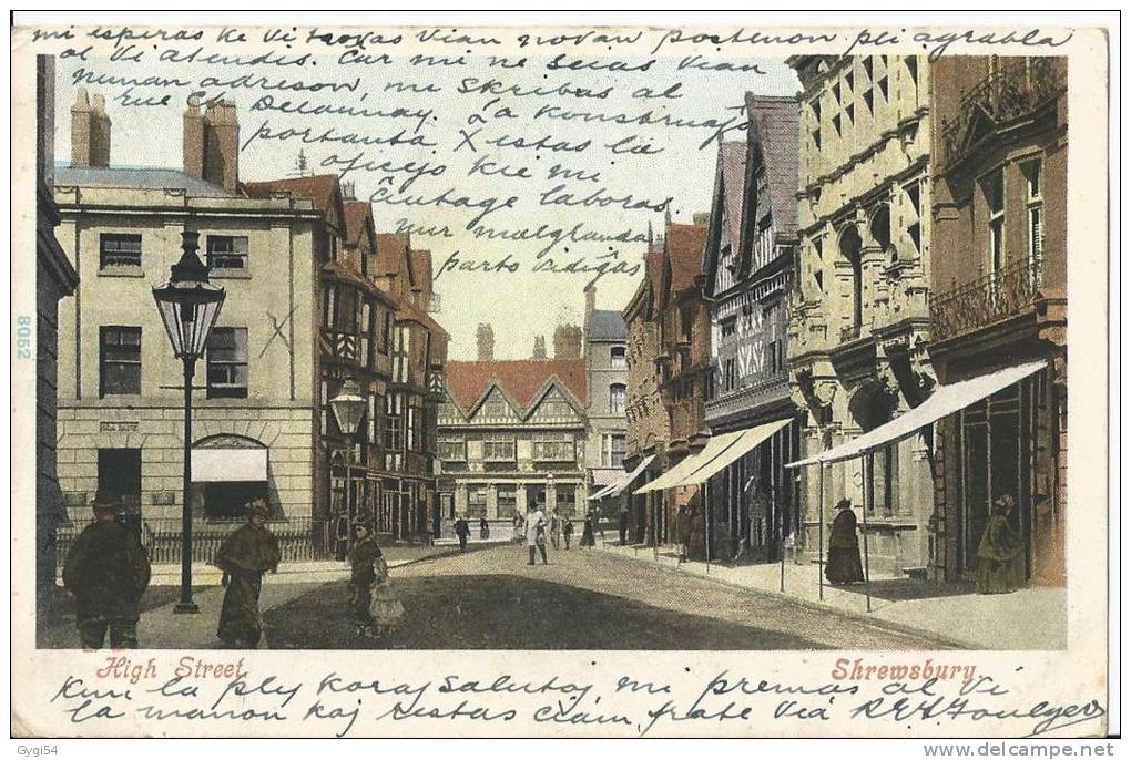 High Street  Shrewsbury  Shropshire U.K    Post Card  1907 - Shropshire