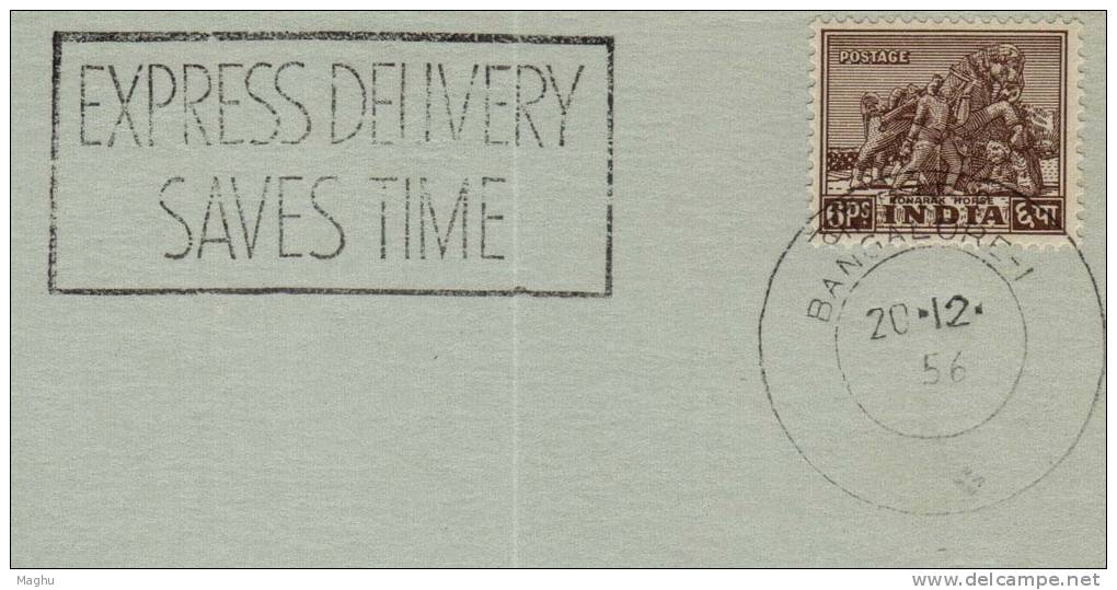 Slogan "Express Delivery Saves Time"  On India 1956 Card - Covers & Documents