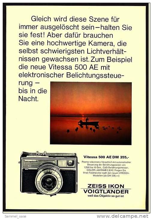 Reklame Werbeanzeige 1968 ,  Zeiss Ikon Vogtländer Kamera Vitessa 500 AE - Sonstige & Ohne Zuordnung