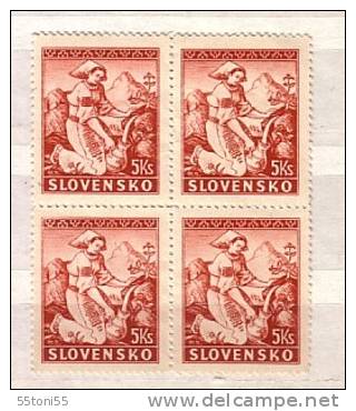 Slovaquie / Slovakia 1939   Michel 45  1v.-MNH ** Block Of Four - Unused Stamps