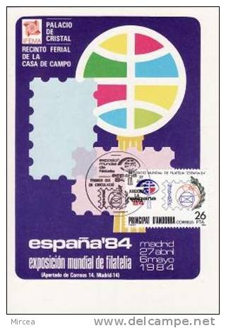 110 - Andorre Espagnol Carte Maximum 1984 - Brieven En Documenten