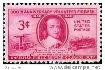 1948 USA Volunteer Firemen Stamp Sc#971 Fire Engine - Ongebruikt