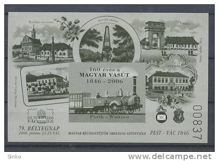 2006. 160 Year Old The Budapest - Vác Railway - 79. Stampday - Commemorative Sheet :) - Hojas Conmemorativas