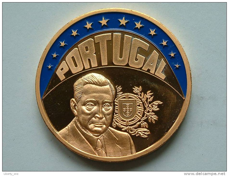 ECU PORTUGAL 1997 / Goudkleurige PENNING Met Blauwe Glazuur ( Details Zie Foto´s) !! - Autres & Non Classés