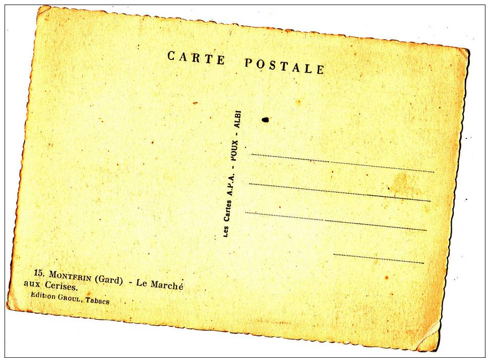 Jolie Carte Marche Aux Cerises Dans Le GARD MONTFRIN Peu Commune - Other & Unclassified