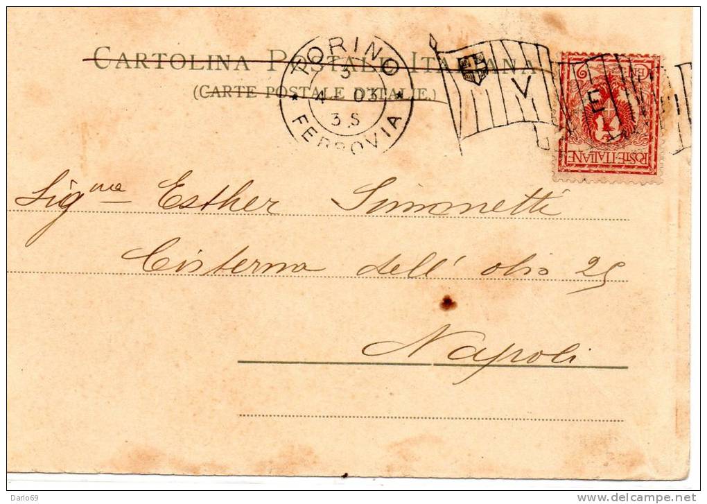 1903    CARTOLINA TORINO  ANNULLO A BANDIERA - Iglesias