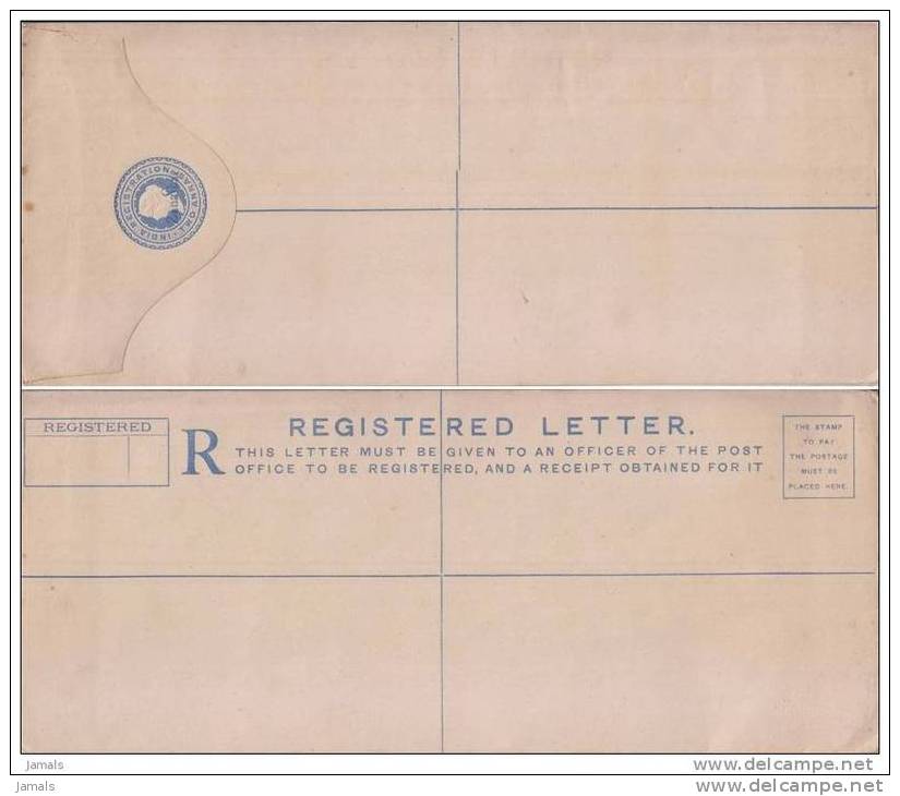 Br India Queen Victoria, Long Size Registered Postal Stationary Envelope, Zanzibar Overprint, Mint, Inde As Per The Scan - 1882-1901 Empire