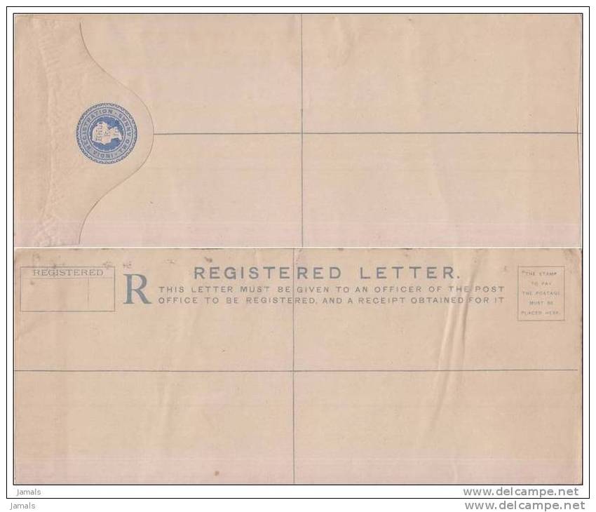 Br India Queen Victoria, Long Size Registered Postal Stationary Envelope, British Eash Africa Overprint, Mint, Inde - 1882-1901 Empire