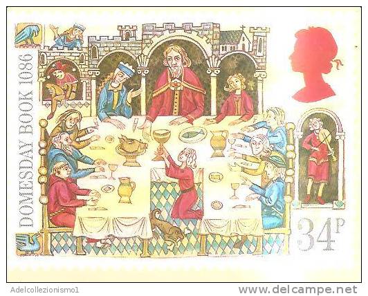 66925)cartolina Illustratoria Inglese Serie Isle Of Man - Rappresentazioni Varie. Domesday Book - Man (Eiland)