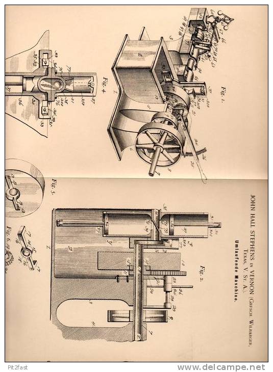 Original Patentschrift - John Stephens In Vernon , Wilbarger County , 1900 , Umlaufende Maschine , Texas !!! - Maschinen