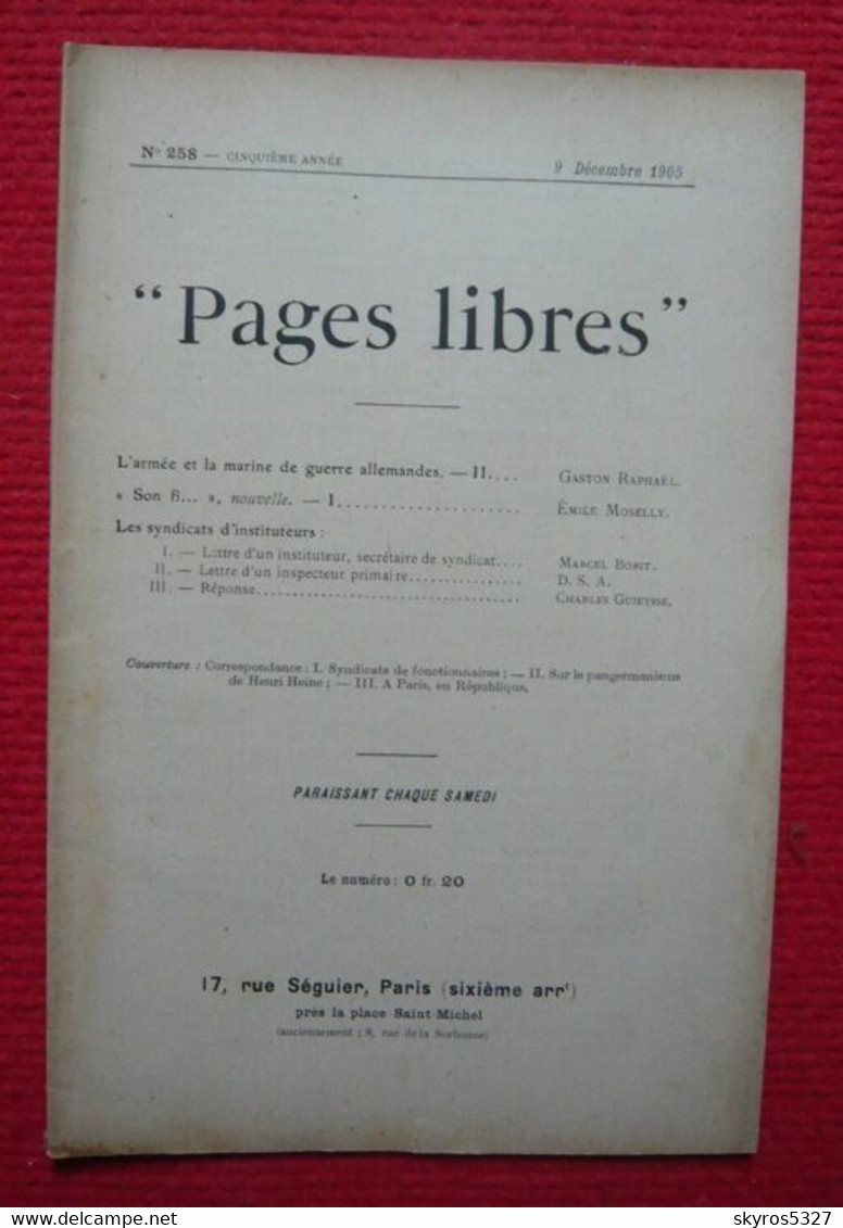 Pages Libres N° 258- 5e Année 9 Décembre 1905 - Revue - 1900 - 1949