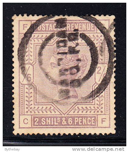 Great Britain Used Scott #96 2sh6p Victoria, Lilac Position CF - Faded - Oblitérés